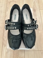 Miumiu Nappa and calf leather ballerinas Size 41.5 Black RRP£860