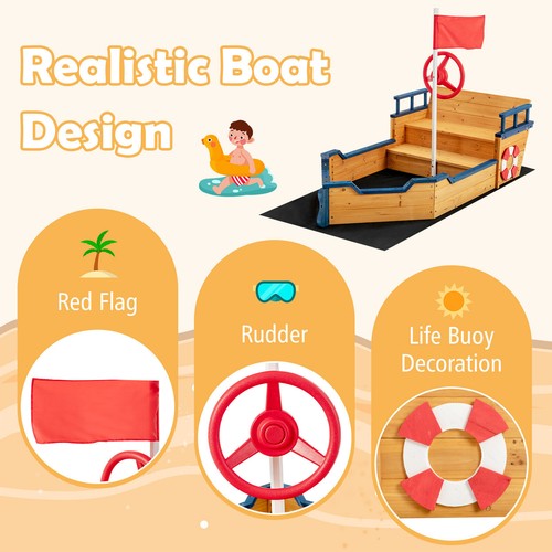 Kids wooden sandbox pirate - wooden,