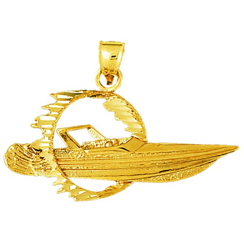 14k solid gold speed boat - 14k,