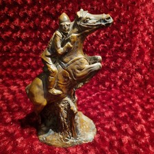 Vintage Priory Castings Large Brown Resin Jockey and Horse ,see description 