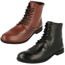 Ladies Leather Collection Brogue Lace Up Detailed Boots 'F4R456'