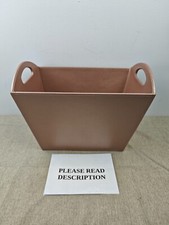 OSCO Blush Faux Leather Magazine Basket | Newspaper Rack | Storage Bin (READ)