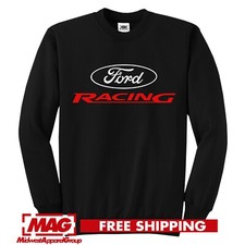 FORD RACING BLACK CREWNECK Motor Automotive Sweatshirt Car Mustang Auto Engine
