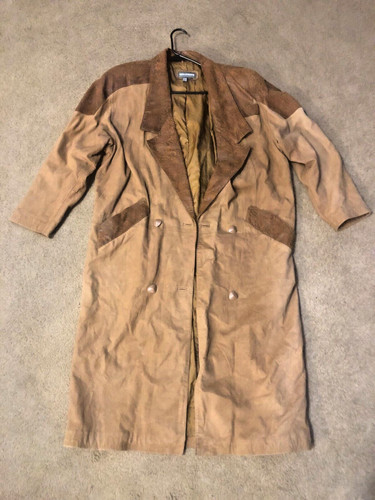 Coat trench leather tan - trench,