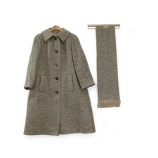  Aquascutum Wool Coat & Scarf Set Multi-colour Wool Tweed Womenswear - Preloved