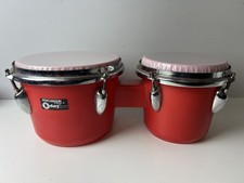 Percussion Plus Century Bongo Hand Drums Red 7 & 8 Inch Sizes Good Condition