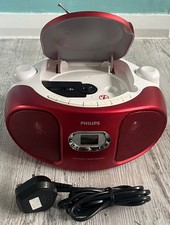 Philips (AZ105R) Red / White CD SoundMachine | CD & FM Radio | GWO