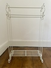 Vintage White Metal Towel Rack