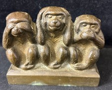 Vintage Brass Three Wise Monkeys Figurine Statue Sculpture - #1001