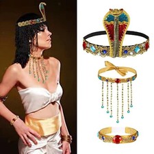 3Pcs Women's Egyptian Costume Snake Beaded Headpiece Egypt Queen Headdress