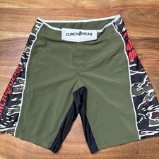 Clinch Gear Shorts Mens Size 28 MMA Boxing Dark Green Black Red Camp