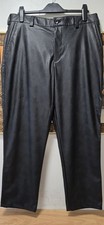 Next Men's Straight Black Edit Faux Leather Trousers Size UK 34 R