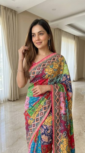 Ajrakh print saree mirror - print,