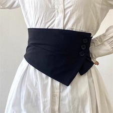 Women Black Button Belt Corset