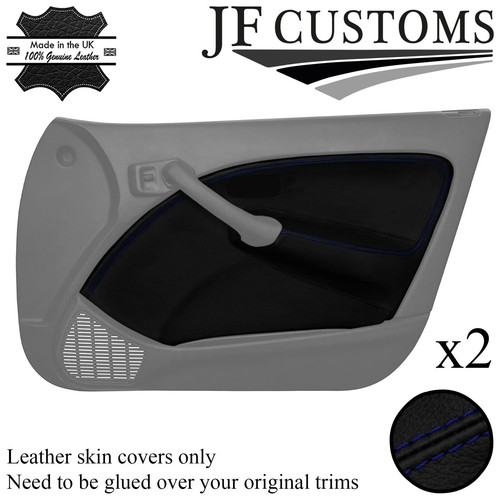 Blue stitch leather front - blue,
