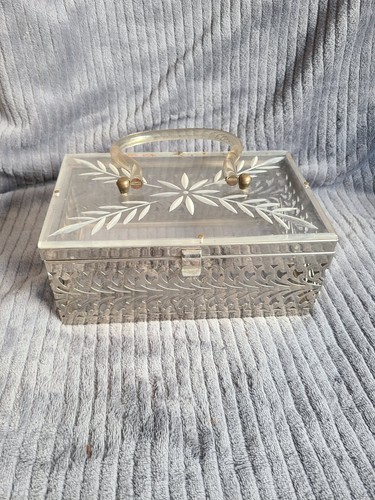 Vintage 1950s mcm clear - clear, etched