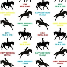 Horse Jumping Dressage Personalised gift wrapping paper Birthday Christmas