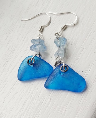 Blue sea glass aquamarine - , &