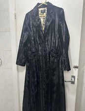 M&S PER UNA Speziale Black Velvet Faux Fur Long Coat 10