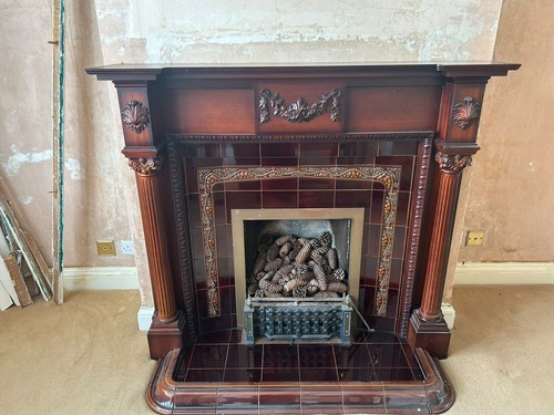 Antique wooden fireplace - antique,