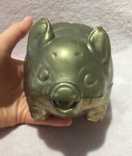 Pig Savings Box Brass Heavy/ Vintage