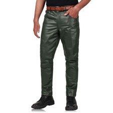 Men's Green Leather Pant 100%
