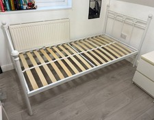 Single Bed Frame White Metal