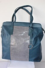 Edina Ronay Genuine Leather Large Tote/Shoulder Bag Petrol Blue / Grey