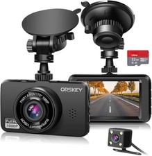 Dash Cam for Cars Front and Rear and SD Card Included 1080P Full HD In.
