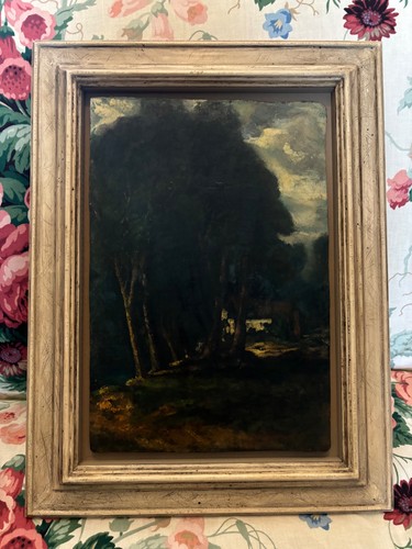 Charming antique oil - on, board