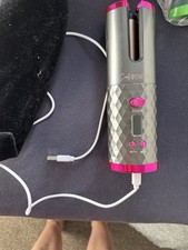 Cordless Hair Curler Rotating Curling Tongs, Curling Iron, Pink Gold