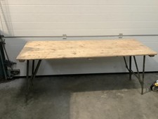 ARMY TRESTLE TABLE / PINE FOLDING WOODEN BENCH. VINTAGE INDUSTRIAL WORKBENCH