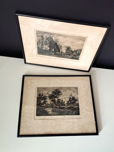 Old pair copper plate etching - old,
