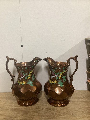 Antique copper lustre pair - antique,
