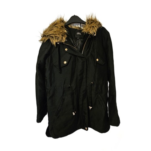 Womens black parka - parka, star