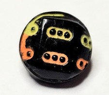 Vintage Art Deco Czech Black Glass Button – Hand-Painted – 10 mm