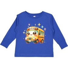 Inktastic Cute School Bus Toddler Long Sleeve T-Shirt Yellow Light Colored Dark