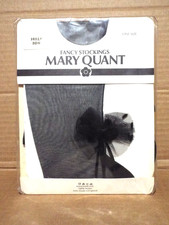 Mary Quant Seamed Frilly Bow Stockings - One Size - Black - New