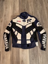 Yamaha R Leather Motorcycle Jacket Blue White Size XXL Good Condition