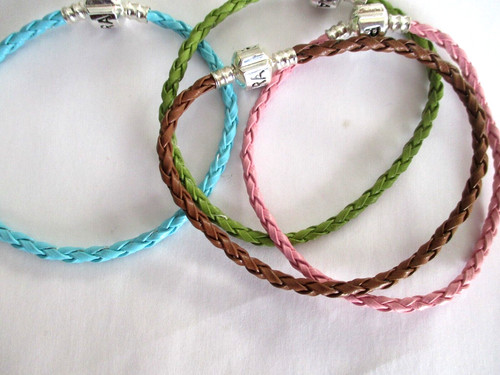 Faux braided leather snap - braided,