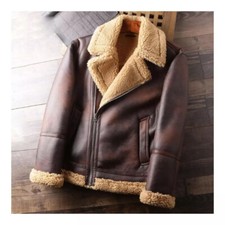 WW2 100% sheepskin B4 Mens RAF Aviator Leather Jacket Coat Bomber Flying irvin