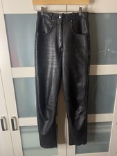 Vintage Retro Leather Bike Punk Rock Trousers Pants Women’s Size 10 26w Black