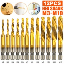 12Pcs 1/4in Hex Shank HSS