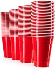 50-100x Red Plastic Party Cups Reusable 16oz Disposable Beer Pong Glasses Cup