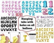 ;Self Inflating 16" INCH Foil Number & Letters BALLOONS Happy Birthday Balloons
