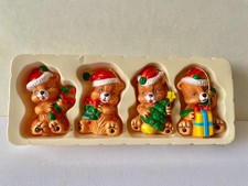Vintage Pack of Four Blow mold Christmas Teddy Bear Decorations
