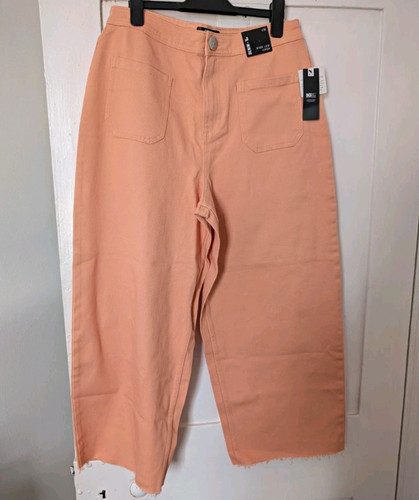 Women peach denim wide - peach,