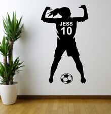 Personalised girls football player shirt kids Wall sticker Vinyl decal V998