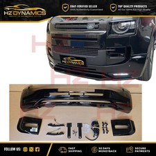 GLOSS BLACK LED FRONT BUMPER LIP SPOILER FOR 2020 LAND ROVER DEFENDER L663 BODY