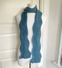 HANDKNITTED Long Scalloped Scarf Rowan Kidsilk Haze Yarn Mohair Silk Artisan